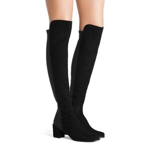 Stuart Weitzman City Over the Knee Block Boot Black Suede